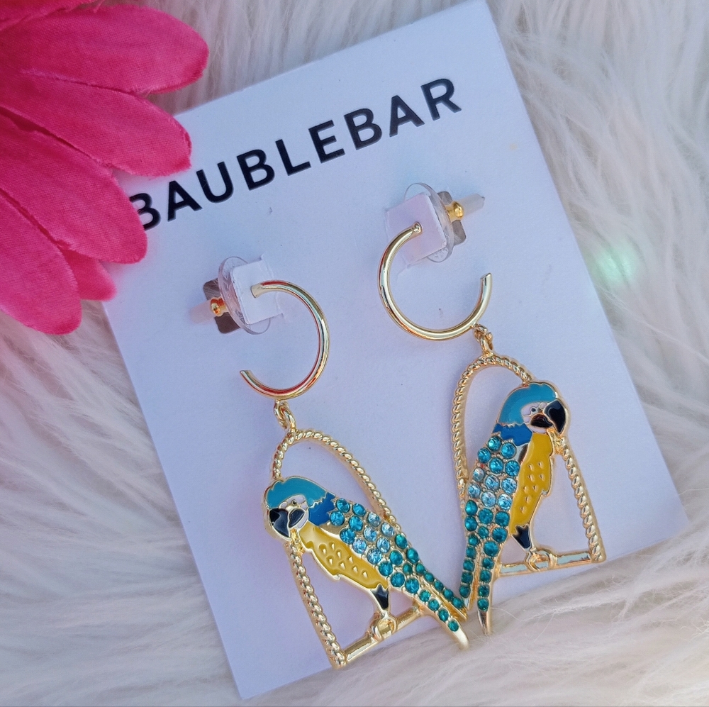 Baublebar Parrots in a Cage Dangle Hoop Earrings - Picture 1 of 8